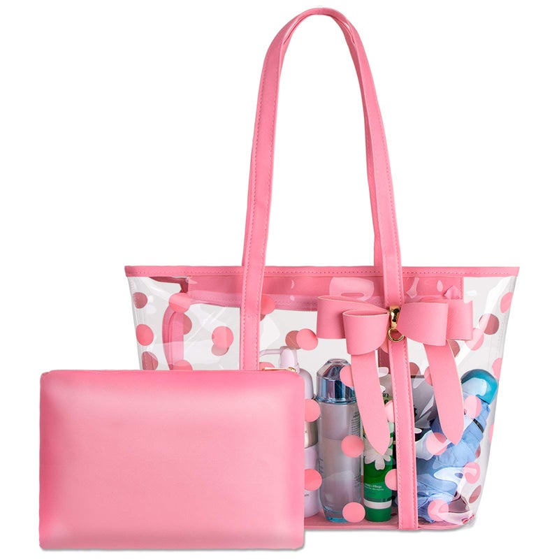PG6 FF1 Women Waterproof Clear Tote Shoulder Bag Handbag Beach Shopping Work Bag - Image 1